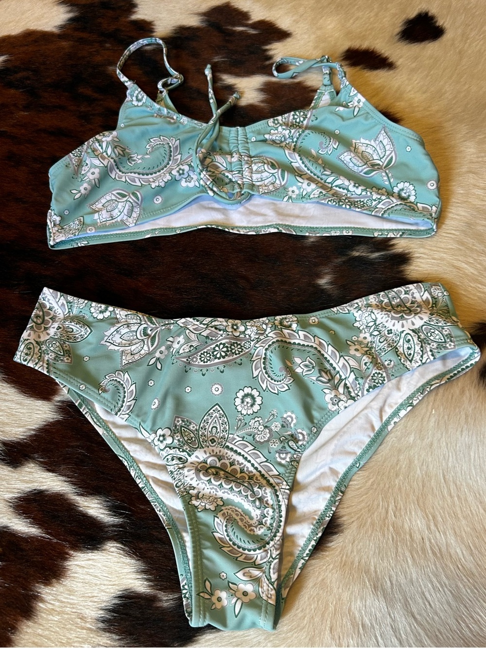 Women’s Mint Paisley Bikini Set